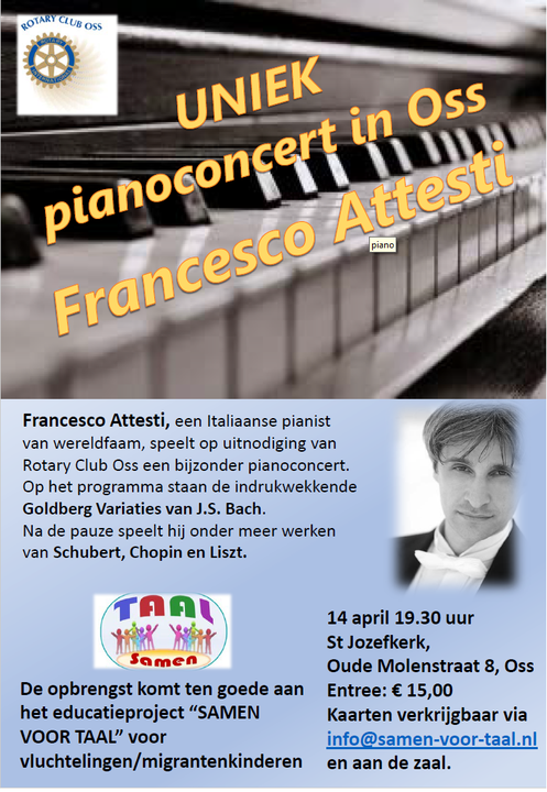 Uitnodiging uniek pianoconcert t.b.v. Samen voor Taal