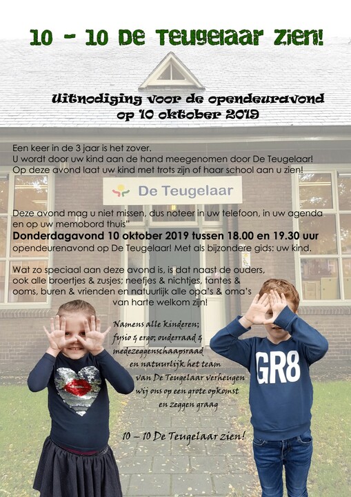 Uitnodiging 10-10 de Teugelaar zien!